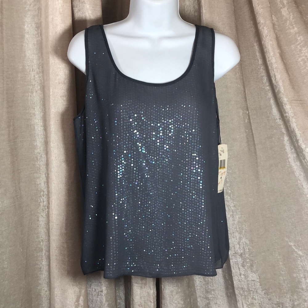 Jones New York Gray Sequin Tank Top